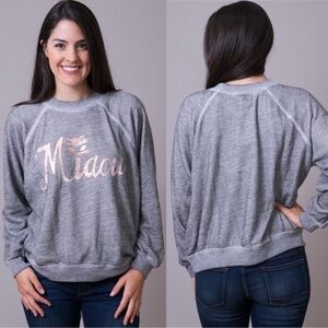 Wildfox Gray Miaou Pullover Cat Sweater Meow Medium